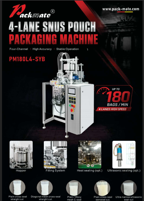 PM180L4 four-lane oral-tobacco packaging machine