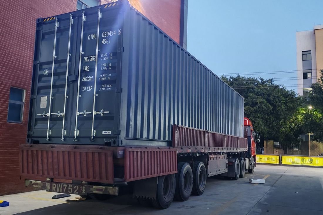 Oral-pouch line container-shipment photo