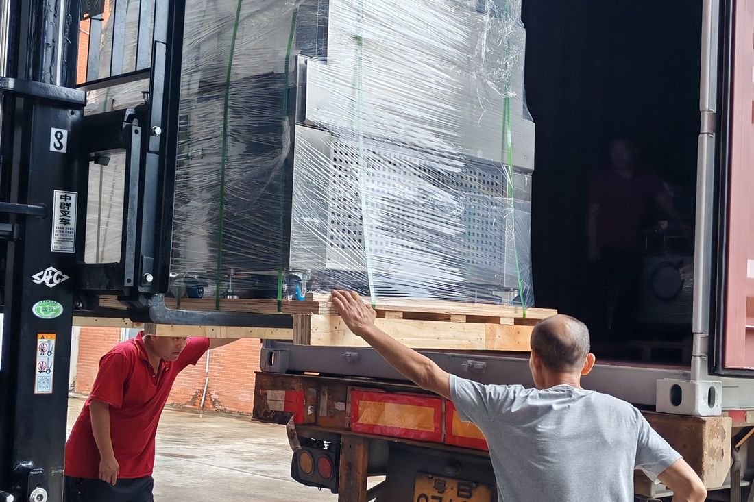 Oral-pouch line container-shipment photo