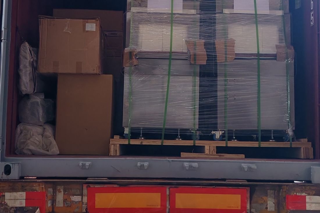 Oral-pouch line container-shipment photo