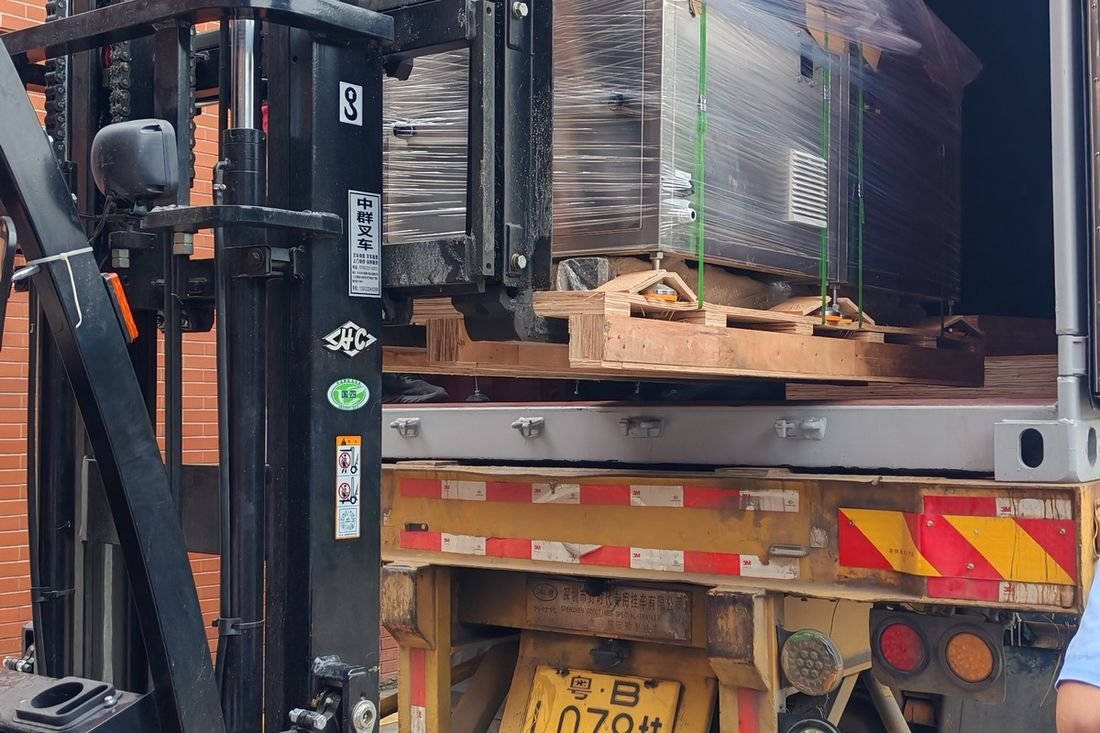 Oral-pouch line container-shipment photo