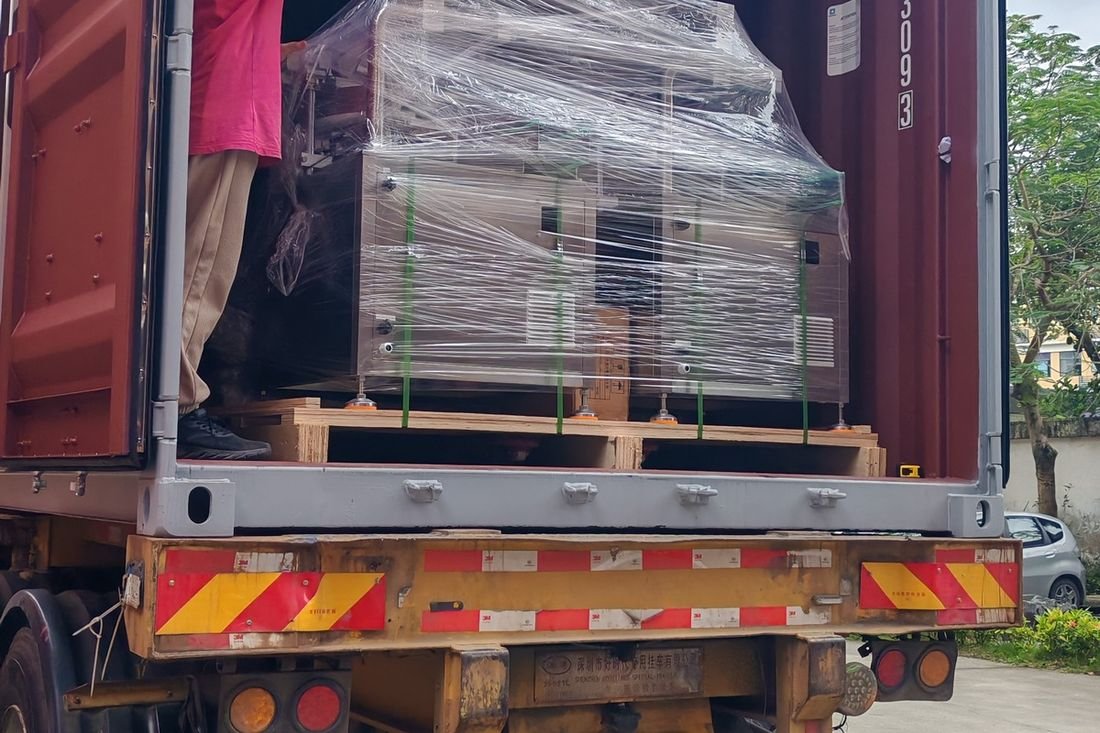 Oral-pouch line container-shipment photo