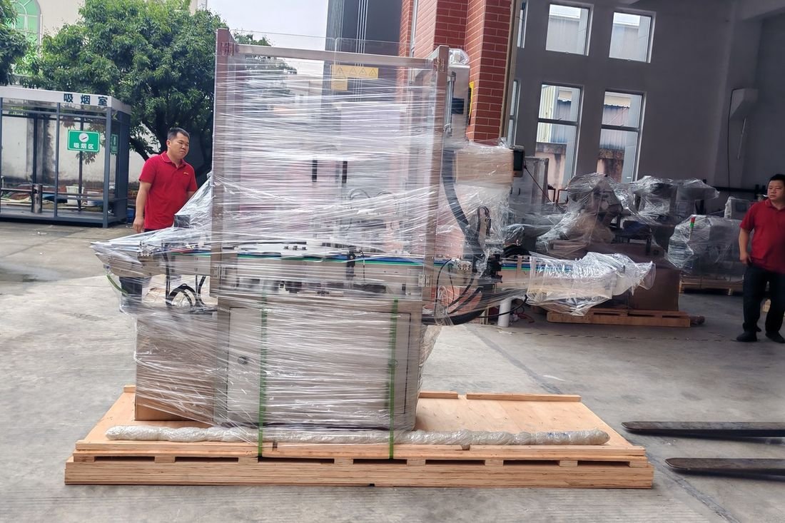 Oral-pouch line container-shipment photo