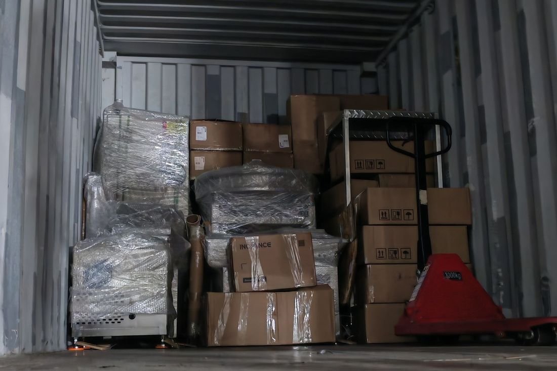 Oral-pouch line container-shipment photo